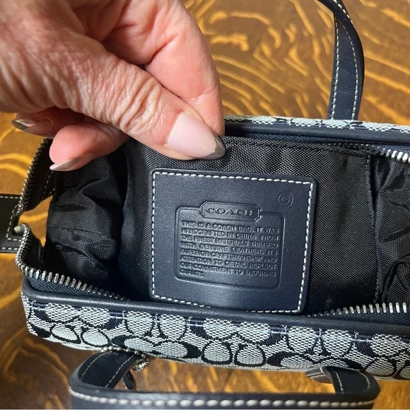 Coach Rare Y2K Early 2000’s Navy and Gray Signature Mini Top Handle Satchel